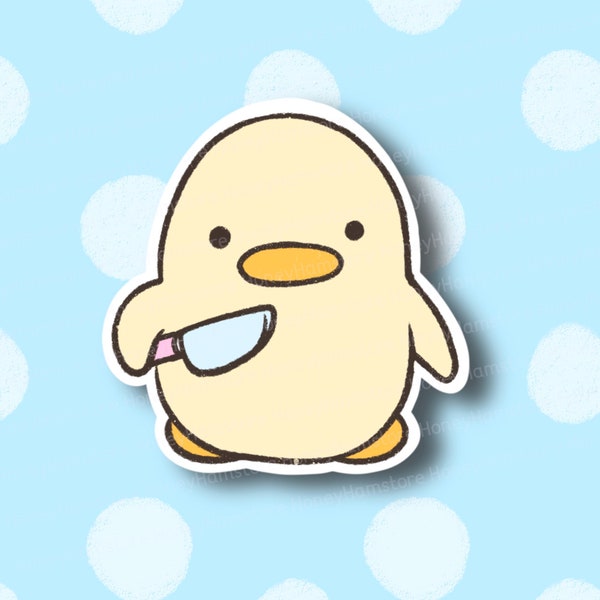 Chicken Duck Holding Knife Meme Sticker | Funny Sticker | Laptop Sticker Decal | Vinyl Sticker | Water Bottle | Meme Sticker