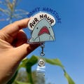 Shark Aur Naur Badge Reel with ID Belt Clip Cute Design Acrylic for Children Gift Work Accessories Nurses Medical Teacher Student