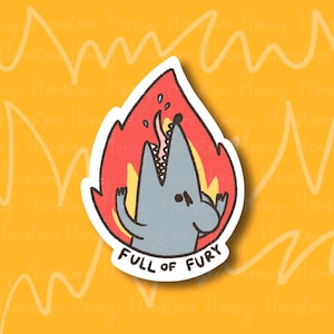 Full Of Fury Rat | Funny and Cute Laptop Sticker | Gifts under 5 | Water Resistant | Water Bottle | Vinyl Durable Hand-drawn