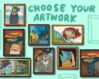 Cute Mini Art Gallery Print | Laminated | Gifts under 10 | Famous Painting Museum | Baby Wall Art | Small Poster | Frame able | Miniature