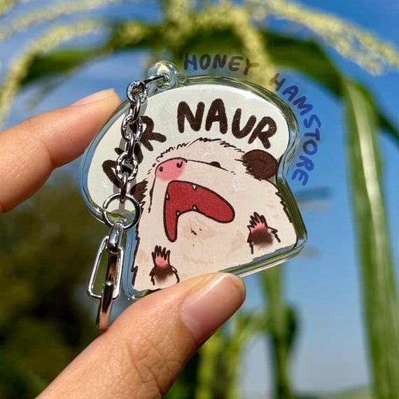 Possum Aur Naur Clear Acrylic Keychain | Cartoon Illustration Art