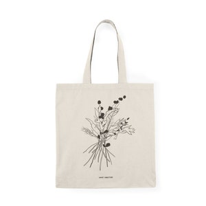 Flower Floral Tote Bag | Botanical Wild Flower | 100 % Cotton | Gifts under 20 | Farmer&#39;s Market | Reusable Grocery Bag | Shopping Bag
