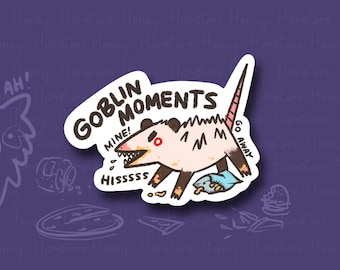 Possum du moment gobelin | Sticker mignon de blague | Cadeaux de moins de 10 ans | Résistant à l'eau | Sticker bouteille d'eau pour ordinateur portable pour elle et lui