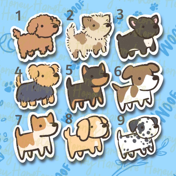 Cute Chibi Dog Puppy Stickers | Dog Lover | Puppy Sticker | Pet Stickers | Cute Laptop Sticker | Gifts under 5 | Water Resistant Sticker