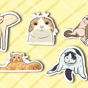 Cat Meme Sticker Set of 5 \| Series 2 \| Funny Sticker \| Gifts under 10 \| Water Resistant Sticker \| Water Bottle \| Joke \| Laptop \| Cute