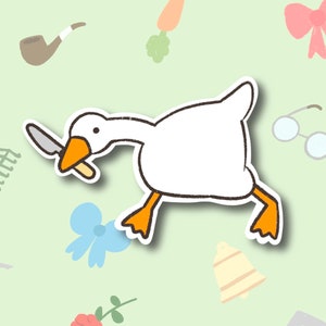 Goose with Knife Sticker | Funny Meme Sticker | Cute Laptop Sticker | Gifts under 5 | Water Resistant Water Bottle Phone Case Duck