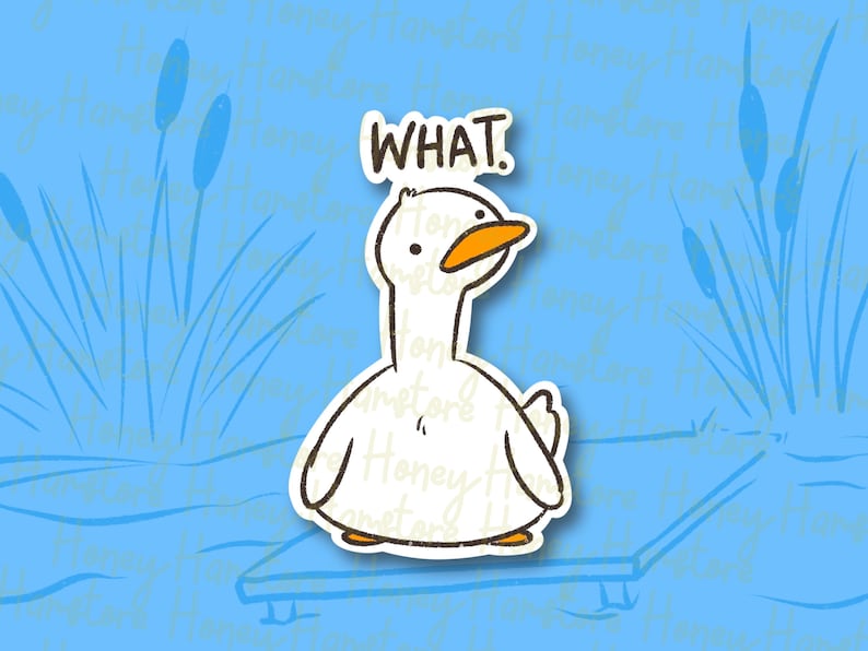 Goose Duck - What Cute Confused Face | Funny Meme Sticker | Cute Laptop Sticker | Gifts under 5 | Water Resistant | Children and Adults image 1