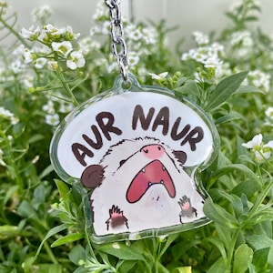 Possum Aur Naur Clear Acrylic Keychain | Cartoon Illustration Art Style Double-Sided Epoxy Charm | Cute Kawaii Funny | Gift For Her For Him