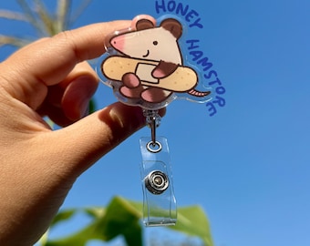 Possum Nurse Doctor Profession Job Bandage Badge Reel with ID Belt Clip Cute Acrylic for Gift  Work Accessories for Medical Teacher Student