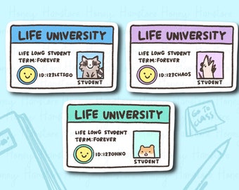 Life Long Student of Life ID Card | Funny Cute Sticker | Water Resistant | Laptop Water Bottle Phone Case Decal Hamster Possum Raccoon