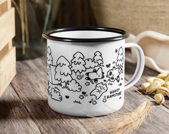 Honey Hamstore Fun Camping Emaille Kampeerbeker Wasbeer Hamster Opossum Vrienden Samen Blikken beker Vrienden Jubileum Stelletjes Beste Meisje Jongen