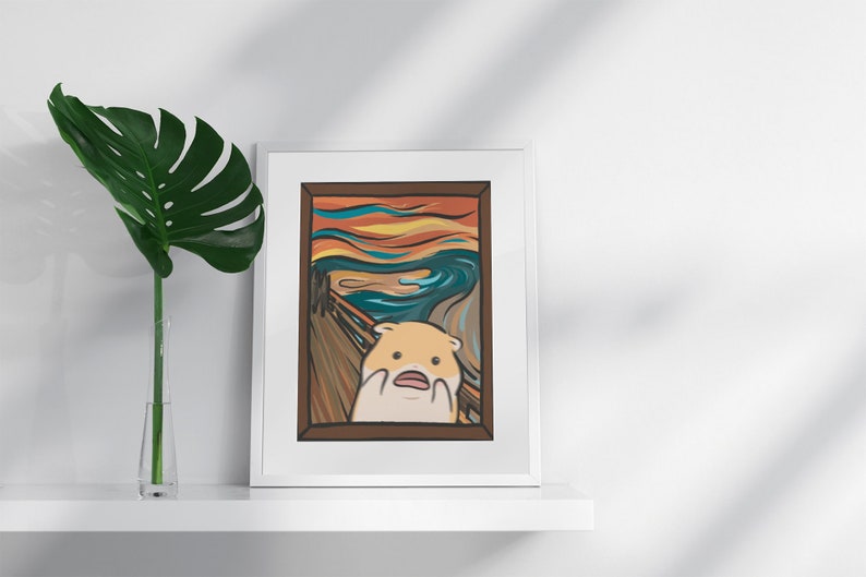 Hamster The Scream Art | Premium Matte Poster | Painting Art History Poster | Gallery Oil Painting | Artist | Cute Funny Poster | Gifts Idea image 3