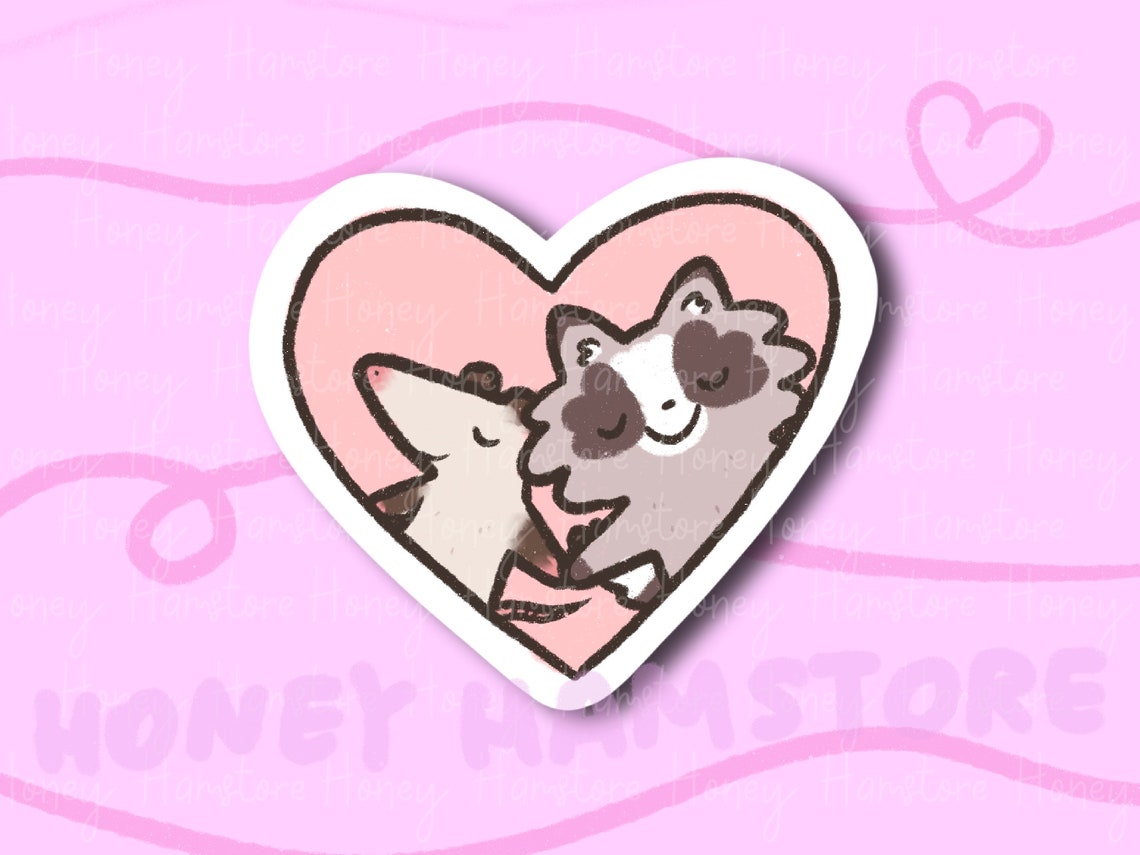 Raccoon Possum Heart | Funny Sticker | Gifts Under 10 | Water Resistant ...