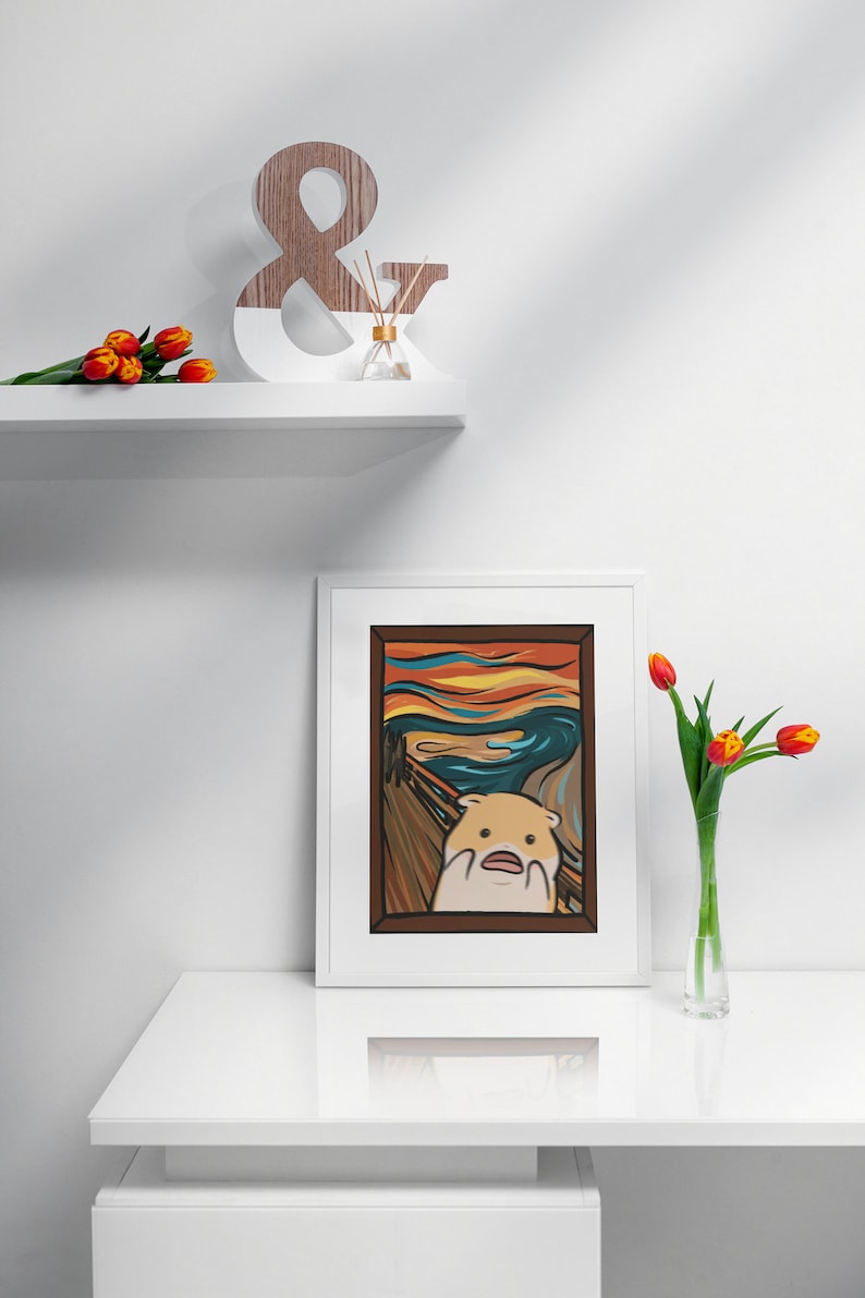Hamster The Scream Art | Premium Matte Poster | Painting Art History Poster | Gallery Oil Painting | Artist | Cute Funny Poster | Gifts Idea image 4