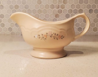 Pfaltzgraff Beige Remembrance Floral Print Gravy Boat Server