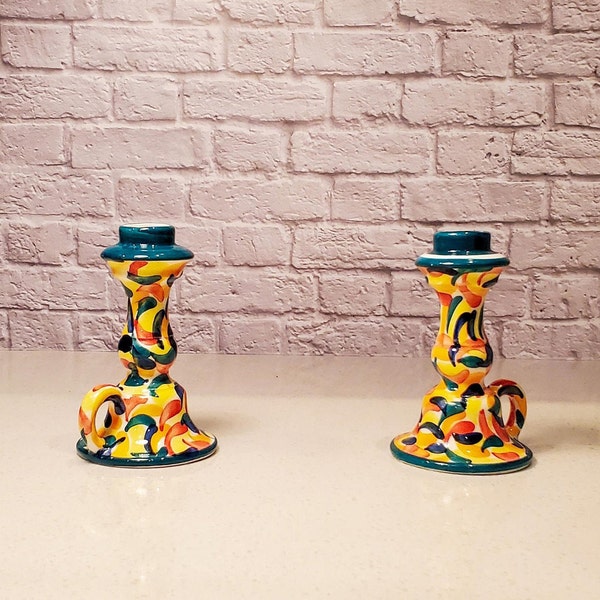 Multi-Color Candlestick Holder with Handle