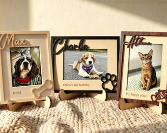 Personalized Memorial Dog Photo Frame with Name, Personalized Memorial Pet Sign, Dog Memorial Gifts, Pet Loss Gift, Cat Sympathy Loss Gift