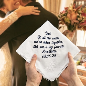 Regalo para el padre de la novia de su hija Regalo de bodas para papá Pañuelo de boda personalizado Pañuelo para el padre de la novia Pañuelo personalizado
