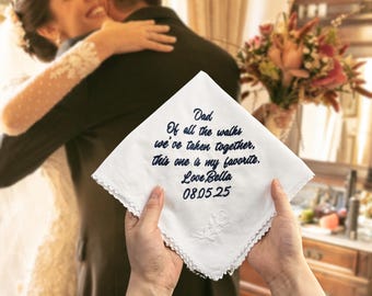 Father of the bride gift from daughter Wedding gift for Dad Hankerchief wedding personalized Father of the Bride Handkerchief Custom hanky