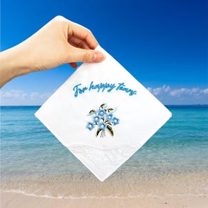 Pañuelo azul de boda, Pañuelos bordados, Para lágrimas de felicidad, Pañuelo para la madre de la novia, Regalo para despedida de soltera, Pañuelo para lágrimas, Pañuelo de boda