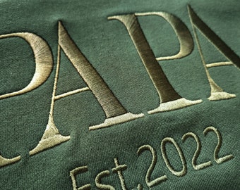 Custom Embroidered Sweatshirt Name On Sleeve With Heart, Grandpa Shirt With Date, Daddy Est Year Shirt, Gift For New Dad, Father's Day Gift
