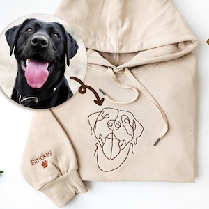 Custom Embroidered Dog Hoodie,Personalised one-line Pet Sweatshirt,Dog Mom Sweater,Unisex Embroidered Hoodie,Custom Gifts For Dog Lovers image 1