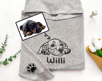 Embroidered Pet Face&Name Hoodie,Custom Embroidered Pet Sweatshirts,Custom Dog Sweatshirts,Special Birthday Gift for Dog Mom/Dad