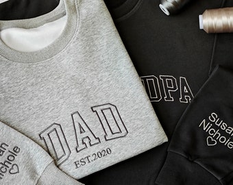 Personalized Dad Est Year Hoodie,Annonce Grossesse Papa,Papa Embroidered sweatshirt,Fathers Day Shirt,Father's Day,Gift for Dad