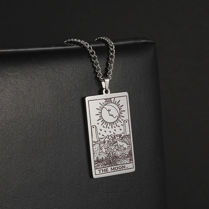 18k gold Tarot Card Pendant Necklace Tarot Amulet Pendant Etsy