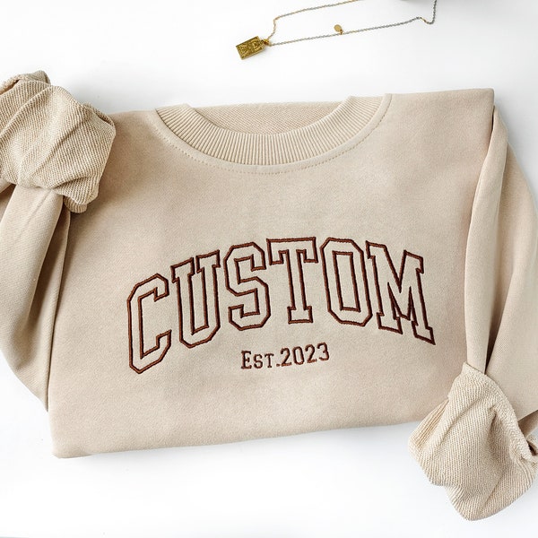 Custom Embroidered Varsity Sweatshirt,Personalized Embroidered Sweatshirt,Embroidery Crewneck,Custom Gift