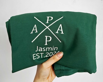 Camiseta de papá bordada personalizada con nombre y año, sudadera PAPA personalizada, regalo para el mejor papá, sudadera con capucha Cool Dad, regalo del día del padre