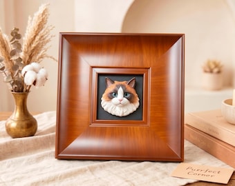 Custom 3D Pet Portrait in Minimalist Frame | Hand Painted Plaster Dog Cat Memorial Art | Personalized Pet Lover Gift