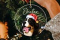 Personalized Pet Ornament Using Pet's Photo + Name,Christmas Dog Ornament,Custom Dog Portrait Hand Drawn Acrylic Ornament,Dog Memorial Gift