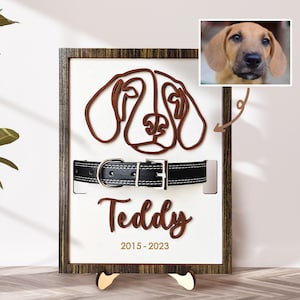 Custom Memorial Pet Collar With Photo, Dog Memorial Wood Frame With Collar Holder, Custom Dog Memorial Gifts, Pet Loss Gifts