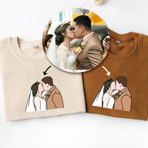 Custom Portrait Picture Sweatshirt,Outline Photo Sweatshirt,Custom Portrait Sweatshirt,Family Portrait Sweatshirt,Couple Gift,Wedding Gift