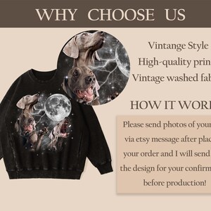 Custom Vintage Dog Shirt,Custom Pet Shirt,Custom Moon Pet Tshirt,Custom Cat Shirt 90's Tee,Funny Tee, Oversized Washed Tee image 10