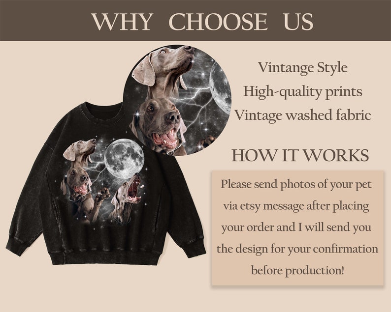 Custom Vintage Dog Shirt,Custom Pet Shirt,Custom Moon Pet Tshirt,Custom Cat Shirt 90's Tee,Funny Tee, Oversized Washed Tee image 10