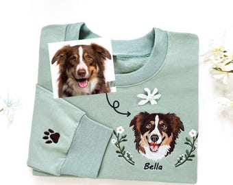 Sudadera con retrato de mascota bordado personalizado, camiseta personalizada para perro, sudadera personalizada para gato, regalo para dueño de mascota, regalo para mamá de perro y gato, regalos de Navidad