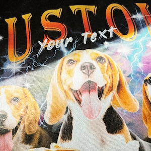 Custom Vintage Dog Shirt,Custom Pet Shirt,Custom Moon Pet Tshirt,Custom Cat Shirt 90's Tee,Funny Tee, Oversized Washed Tee image 5