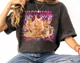 Chemise délavée vintage pour animal de compagnie, t-shirt graphique unisexe chat personnalisé, cadeau t-shirt rétro des années 90 pour chien personnalisé pour elle, chemise pour amoureux des animaux de compagnie