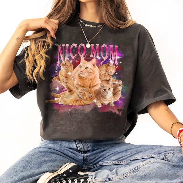 Chemise délavée vintage pour animal de compagnie, t-shirt graphique unisexe chat personnalisé, cadeau t-shirt rétro des années 90 pour chien personnalisé pour elle, chemise pour amoureux des animaux de compagnie