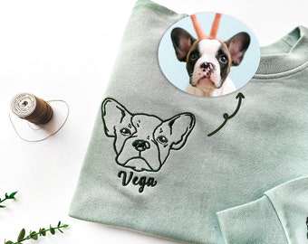 Custom Embroidered Pet Sweatshirts with Pet Photo and Name,Embroidered Pet Portrait,Custom Dog Hoodie,Special Birthday Gift for Dog Mom/Dad