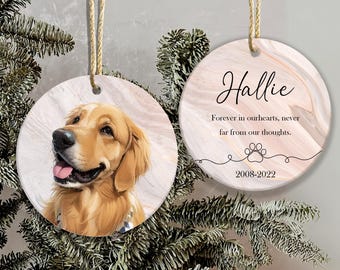 Personalized Pet Watercolor Memorial Ornament,Custom Hand Drawn Ceramic Ornament,Forever Loved Dog Ornament,Dog Memorial Gift,Pet Gift