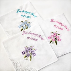 Pañuelo de boda, Pañuelos bordados, Para lágrimas de felicidad, Pañuelo para la madre de la novia, Regalo para despedida de soltera, Pañuelo para lágrimas, Pañuelo de boda