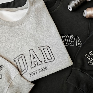 Embroidered Mama/Dad Hoodie, Embroidered Papa Sweatshirt, Personalized Gifts, Personalized Sweatshirt, Papa Hoodie,Father's Day image 1