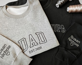 Embroidered Mama/Dad Hoodie, Embroidered Papa Sweatshirt, Personalized Gifts, Personalized Sweatshirt, Papa Hoodie,Father's Day