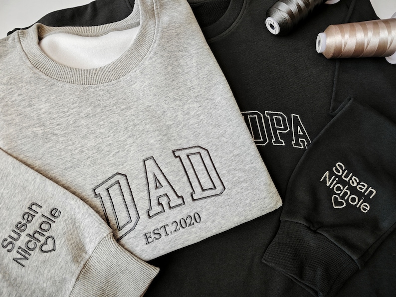 Sweat à capuche brodé papa/maman, sweat-shirt papa brodé, cadeaux personnalisés, sweat-shirt personnalisé, sweat-shirt papa, fête des pères image 2