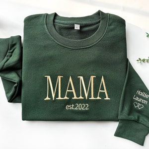 MAMA Embroidered Sweatshirt,Personalized Embroidered Mama Sweatshirt with Kid Names,Birthday Gift for Mum,New Mum Gift,Mother’s Day Gift