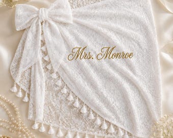 Custom Embroidered Bridal Sarong | Bride Beach Wrap | Honeymoon Swimwear Cover Up | Bachelorette Gift | Minimalist Wedding Beach Skirt