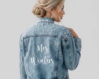 Chaqueta vaquera para novia, chaqueta vaquera para novia, chaqueta para futura señora, chaqueta personalizada, chaqueta vaquera para boda, regalo de boda para novia, algo azul